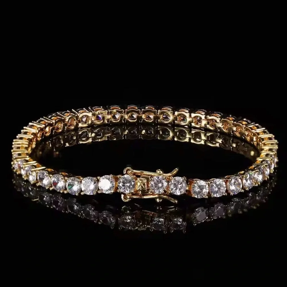 Gold Tennis Bracelet cz 8inch